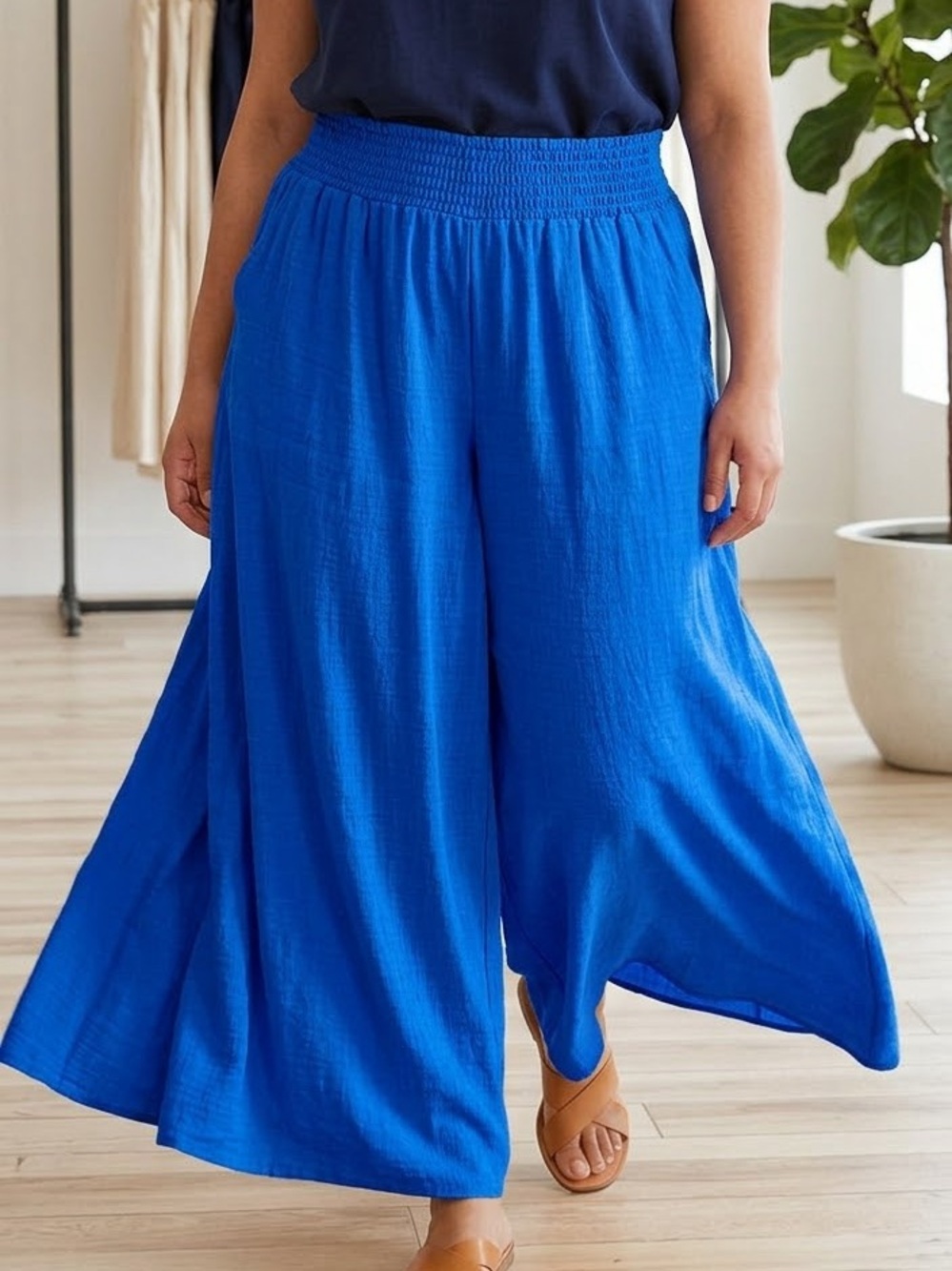 SHEIN Electric Blue Wide-Leg Pant